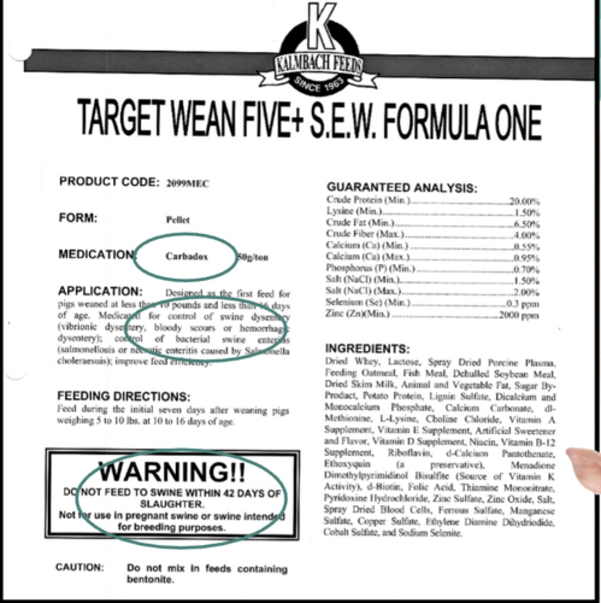<p>high in whey protein, lactose, and porcine plasma. Complicated, medicated diet.</p>