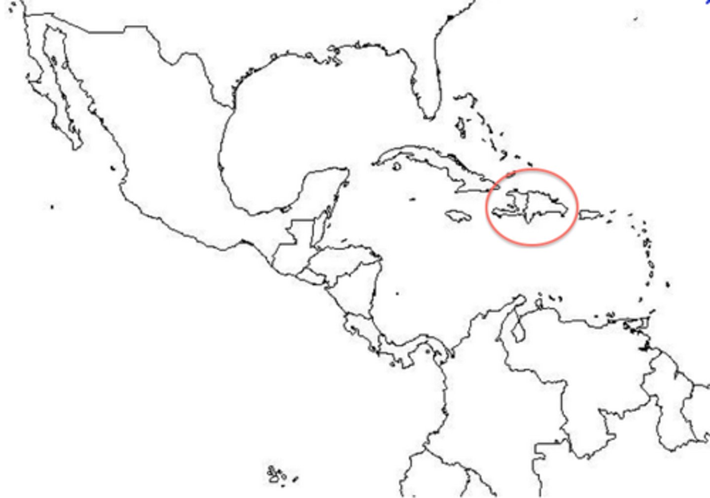 <p>First island in Caribbean settled by Spaniards; settlement founded by Columbus on second voyage to New World; Spanish base of operations for further discoveries in New World.</p>