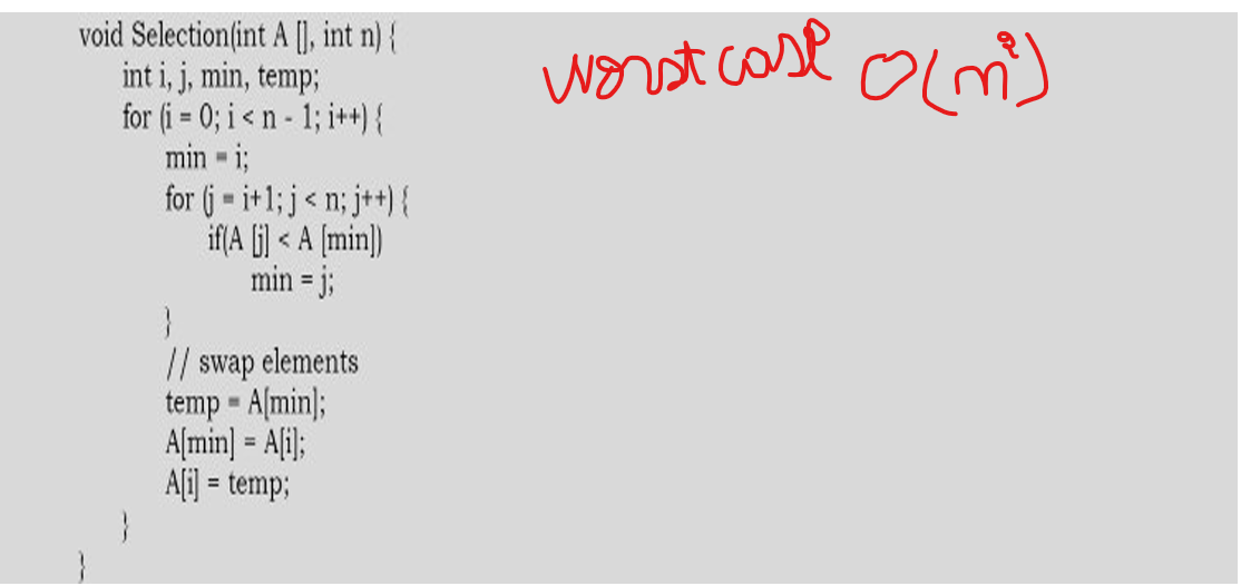 <ol><li><p>Find the minimum value in the list </p></li><li><p>Swap it with the value in the current position</p></li><li><p> Repeat this process for all the elements until the entirearray is sorted </p></li></ol><p></p>