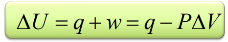 <p>If we know q and w we can get deltaU</p><p>The energy of a isolated system is constant</p><p>q=0 w=0 → dealtaU=0</p>