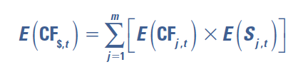 <p>deals with multiple currencies CFj,t = amount of cash flow denominated in a particular foreign currency j at the end of period t Sj,t = exchange rate at which the foreign currency can be converted to dollars at the end of period t</p>