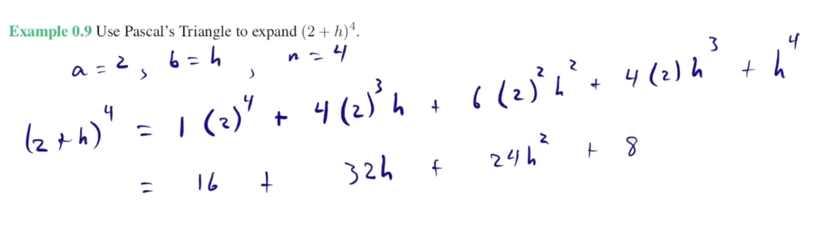 <p>basically each number on the triangle is a coefficient, so for a go reverse from 4, b go forward from 0, and multiply each by the coefficient</p><p>link to pascal’s triangle: <a target="_blank" rel="noopener noreferrer nofollow" class="link" href="https://docs.google.com/document/d/1ATlltGHH9pqoVPXBgWqnAlX9YU6mEEpV-OcPuQmSXkY/edit?tab=t.0" data-prevent-progress="true">https://docs.google.com/document/d/1ATlltGHH9pqoVPXBgWqnAlX9YU6mEEpV-OcPuQmSXkY/edit?tab=t.0</a></p>