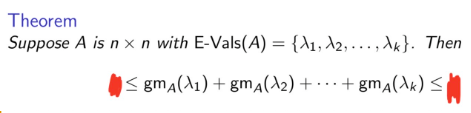 <p>what are the lower and upper bounds for the sums of the gms for each eigenvalue of an n x n matrix A</p>
