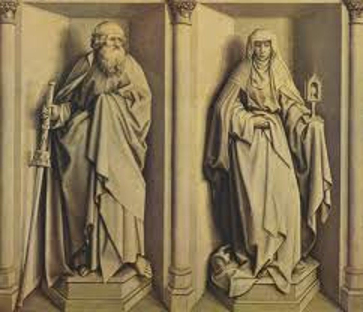 <p>a painting done in neutral shades of gray to simulate the look of sculpture (Monochrome painting)</p>
