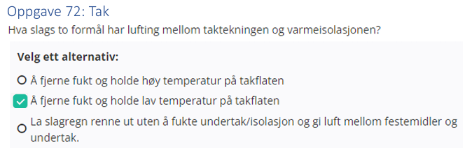 <p>Å fjerne fukt og holde lav temperatur på takflaten</p><p></p>