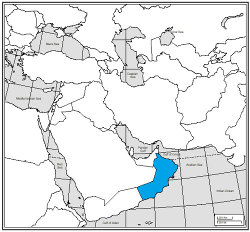 <p>Oman, officially known as the Sultanate of Oman, is an Arab country located in Southwest Asia on the southeastern coast of the Arabian Peninsula</p>