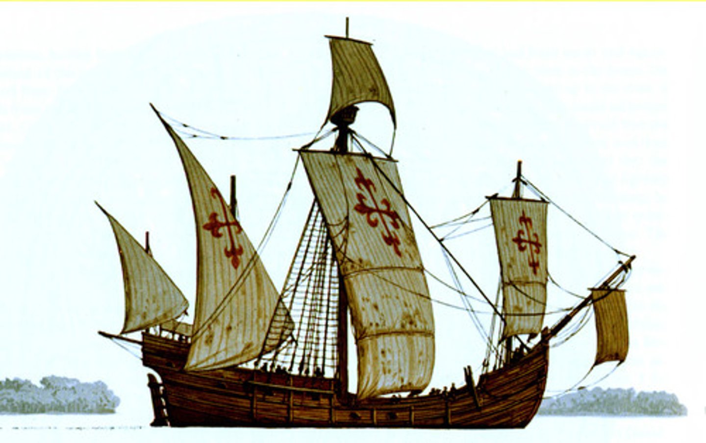 <p>A small, maneuverable, three-mast sailing ship developed by the Portuguese in the 15th c. that gave the Portuguese a distinct advantage in exploration and trade.</p>