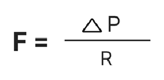 <p>F (or Q) = flow (L/min)</p><p><span>ΔP = pressure difference between two points (mmHg) - its the gradient that matters, not the absolute pressures</span></p><p><span>R = resistance to flow (mmHg*min/L)</span></p>
