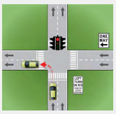 <p>you may turn right at a red traffic signal, unless a sign prohibits it.</p><p>when making a right turn on red, come to a complete stop and allow all crossing traffic and all pedestrians to clear the intersection before you proceed</p>