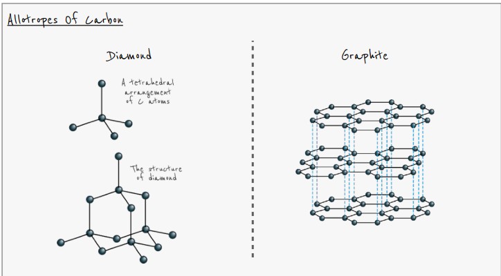<p>- Diamond <br>- Graphite</p>