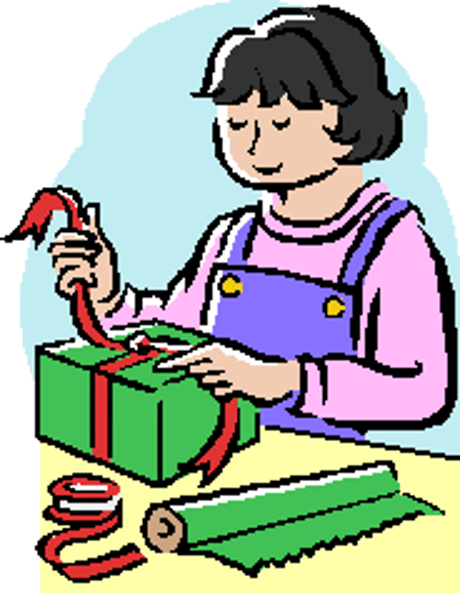 <p>to wrap (a gift)</p>