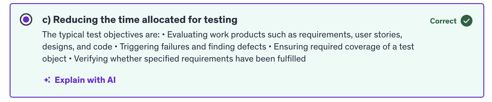 <p>c) reducing the time allocated for testing</p>