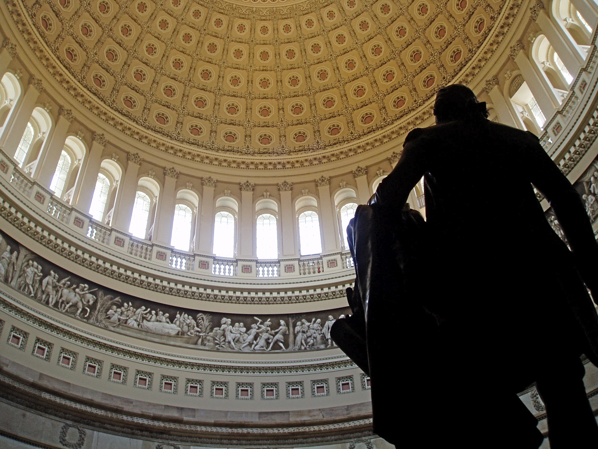 <p>a round building or room, often with a domed ceiling like that of the Pantheon</p>