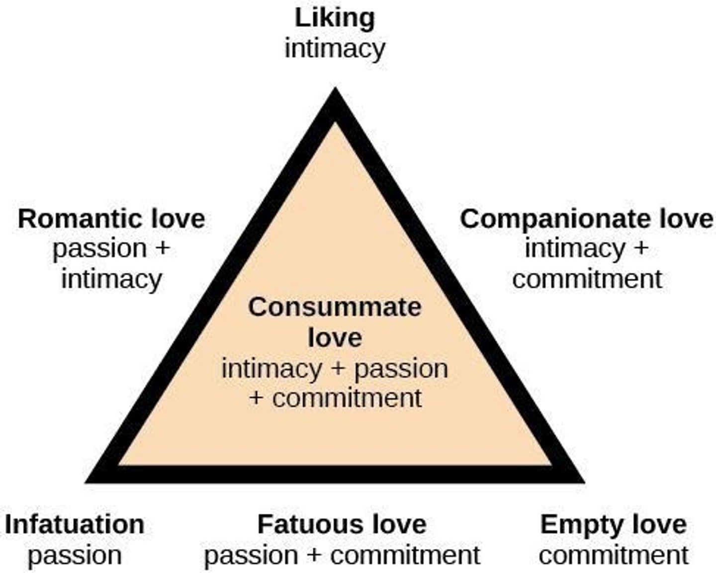 <p>Intimacy, passion, and commitment.</p>