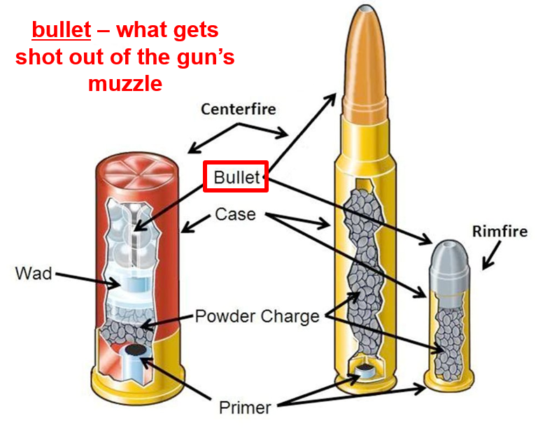 <p>the part that gets shot out</p>