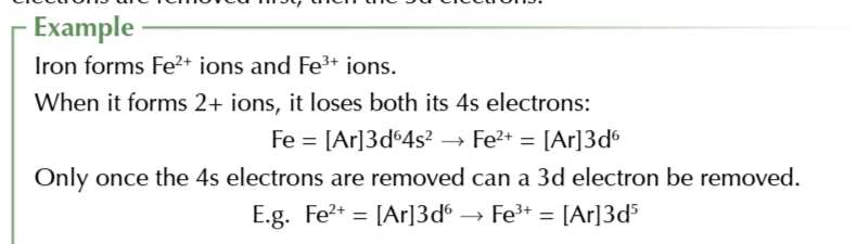 <p>transition metal atoms form positive ions</p>