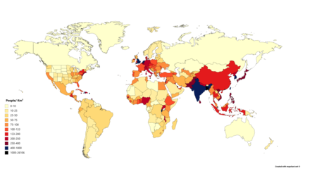 <p>number of people living in a segment of land</p>