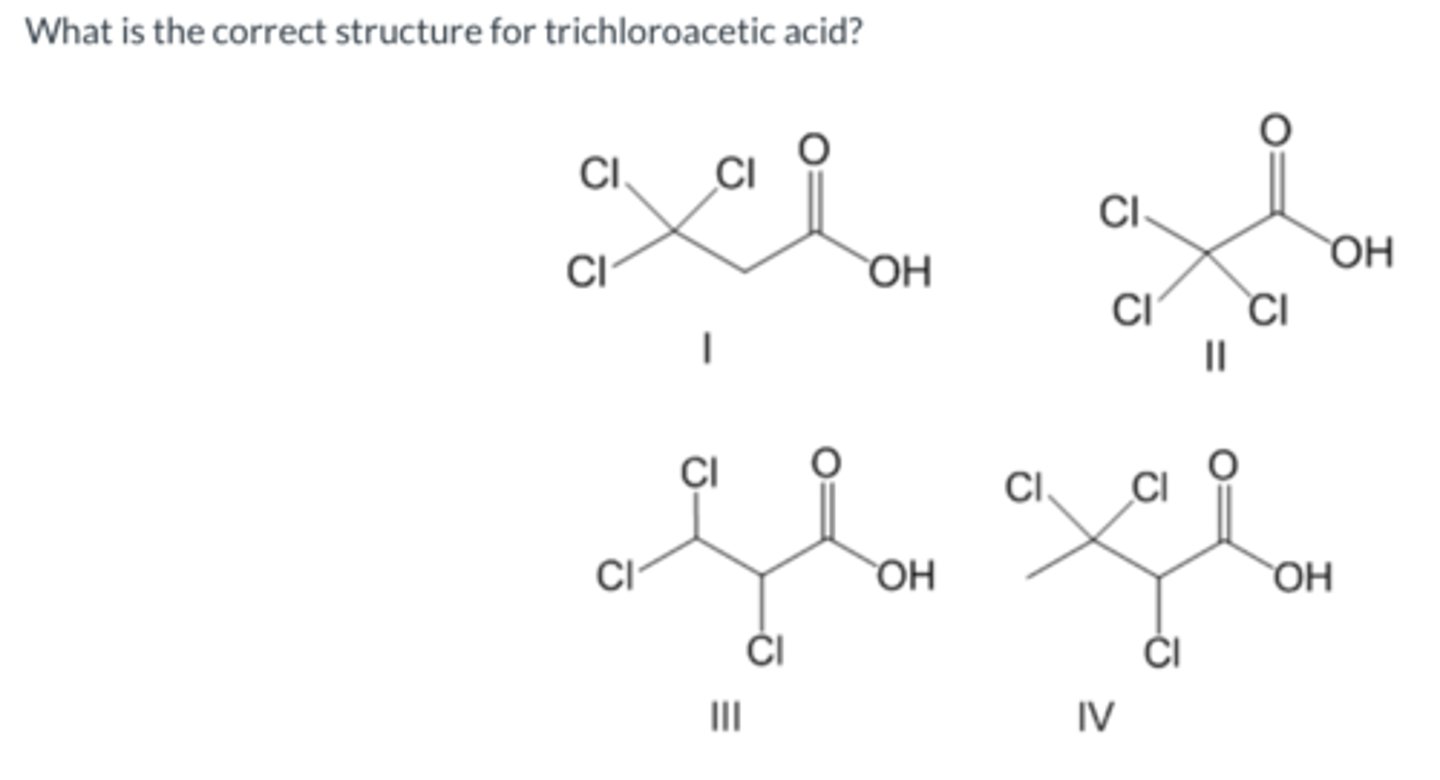 <p>What is the correct structure for trichloroacetic acid?</p>
