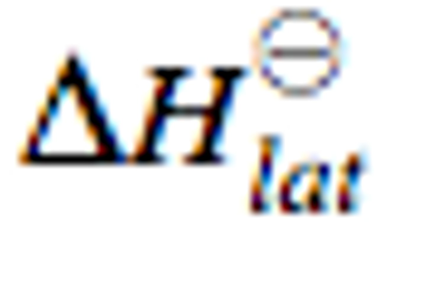 <p>The enthalpy change that accompanies the formation of one mole of an ionic compound from its gaseous ions under standard conditions</p><p>∆ₗₑH⦵</p>