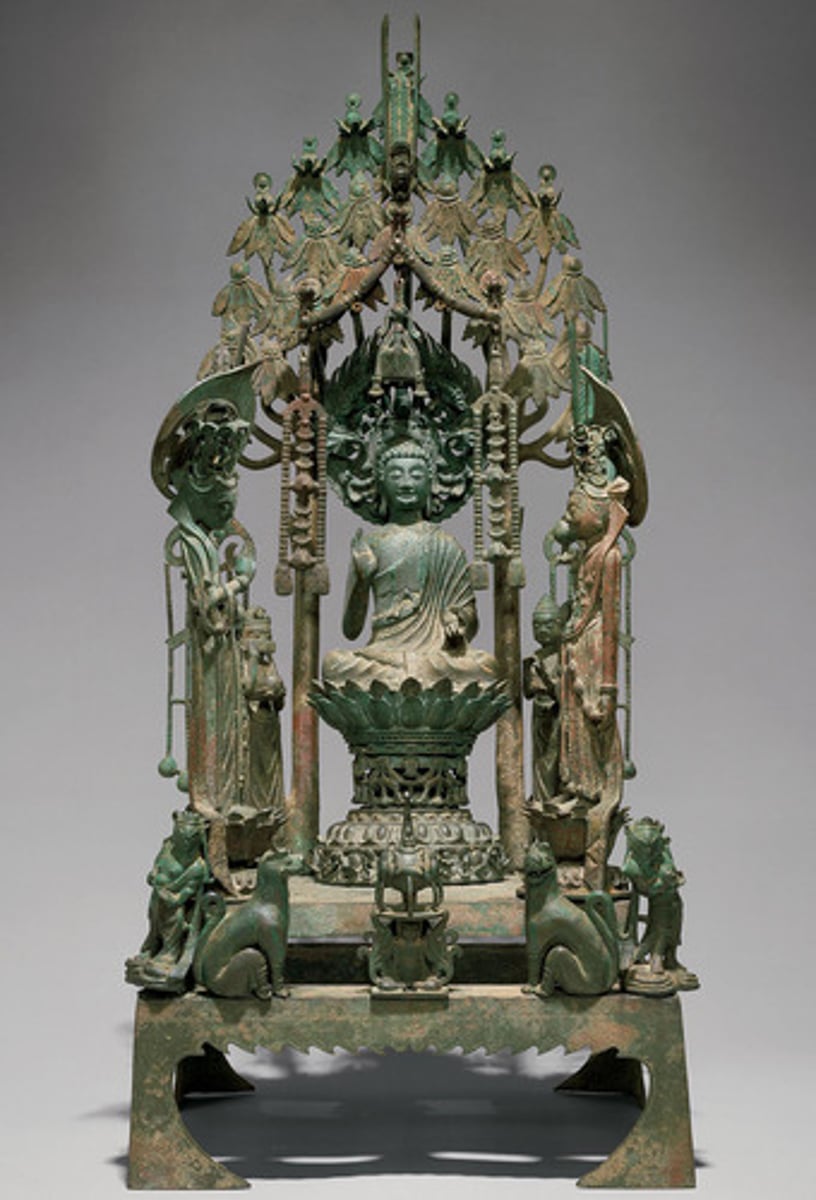 <p>- Buddha of Infinite Light or Infinite Life</p><p>- believed to reside over the Western Paradise where souls of his followers strive for enlightenment</p>