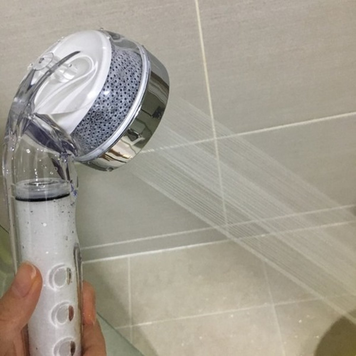 <p>the water pressure (of the shower) is strong</p>