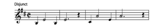 Melody uses skips and leaps