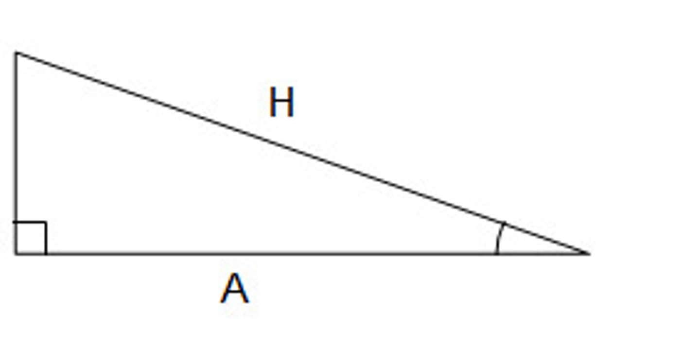 <p>The leg next to the given angle in a right triangle. The "adjacent side" and the hypotenuse will always create the angle of reference.</p>
