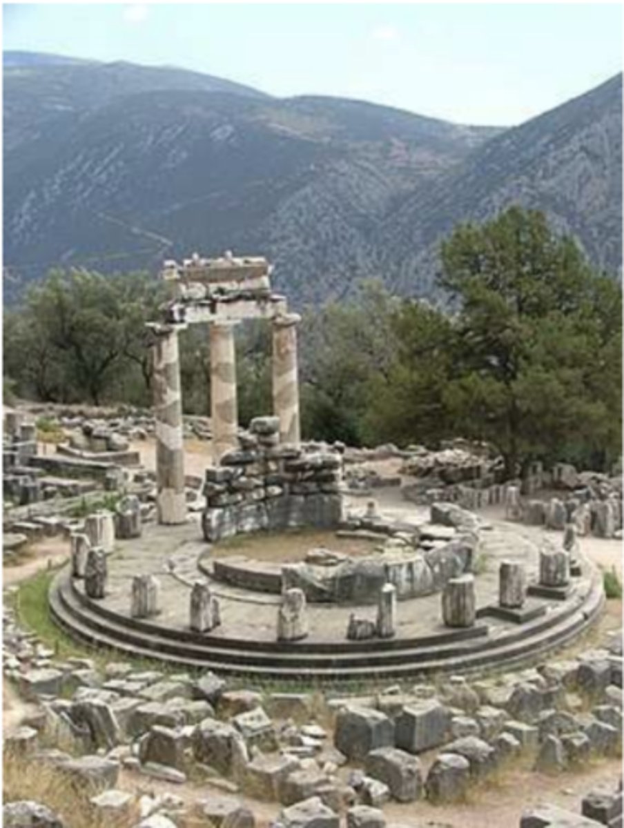 <p>Architect: Theodore the Phocaean, Tholos of Delphi, 380 BC. Delphi means "someone who can predict the future" and back then it was a very important role. Tholos means "circular temple"</p>