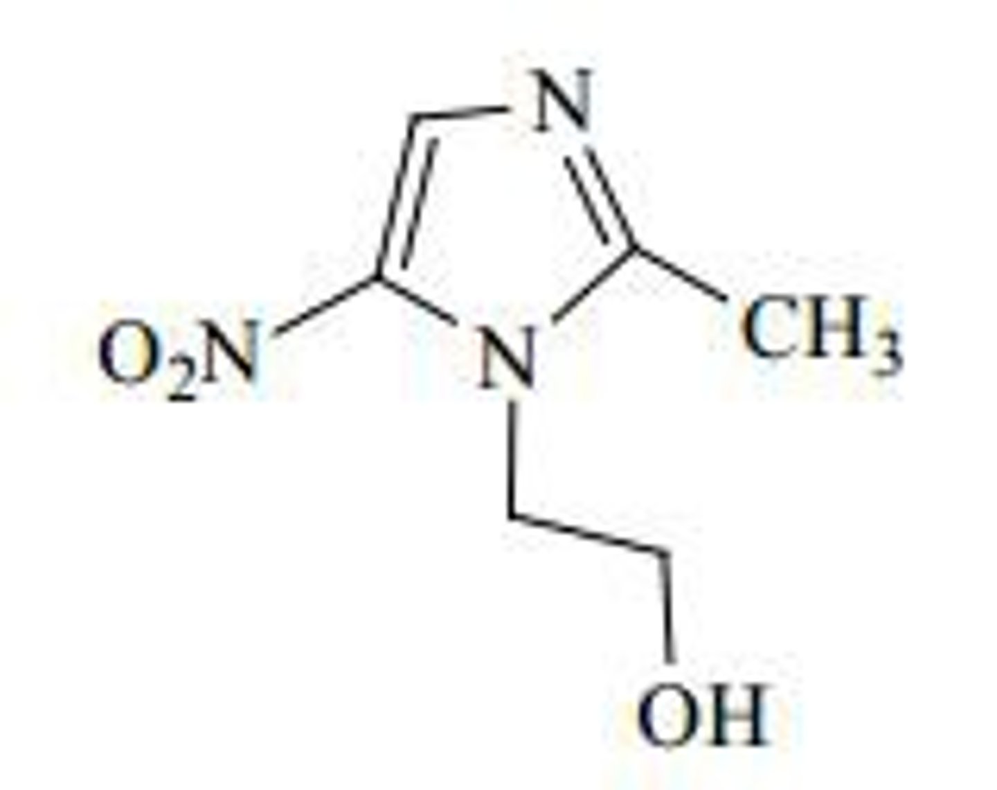<p>prodrug, reductive activation of nitro group which binds to and causes DNA damage</p>