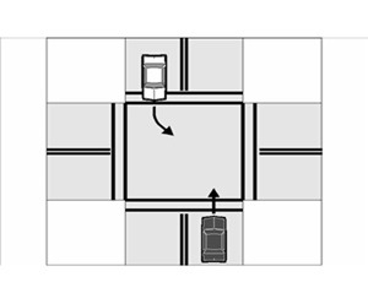 <p>the driver on the left must yield the right-of-way to the driver on the right.</p>