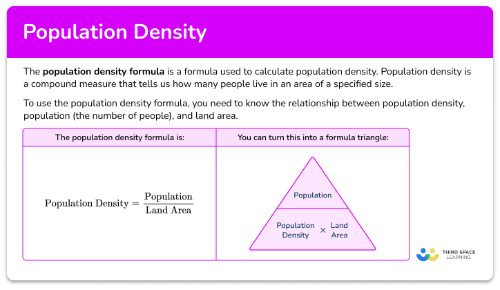 <p>population density = population/area</p>