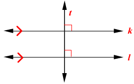 <p>In a plane, if a transversal's perpendicular to one of 2 parallel lines, then its perpendicular to the other one</p>