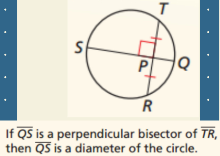 <p>1 chord is perpendicular bisector with another chord then first chord is a diameter</p>