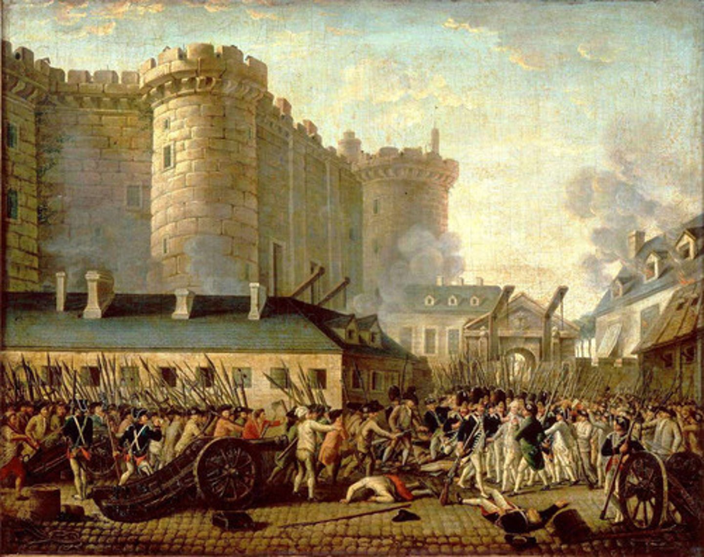 <p>A prison fortress in Paris used by kings to imprison political prisoners; stormed in 1789</p>