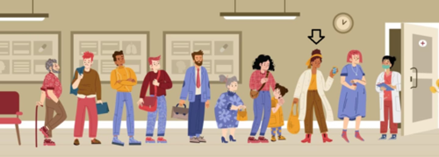 <p>¿Qué lugar ocupa la persona señalada en la fila?</p>