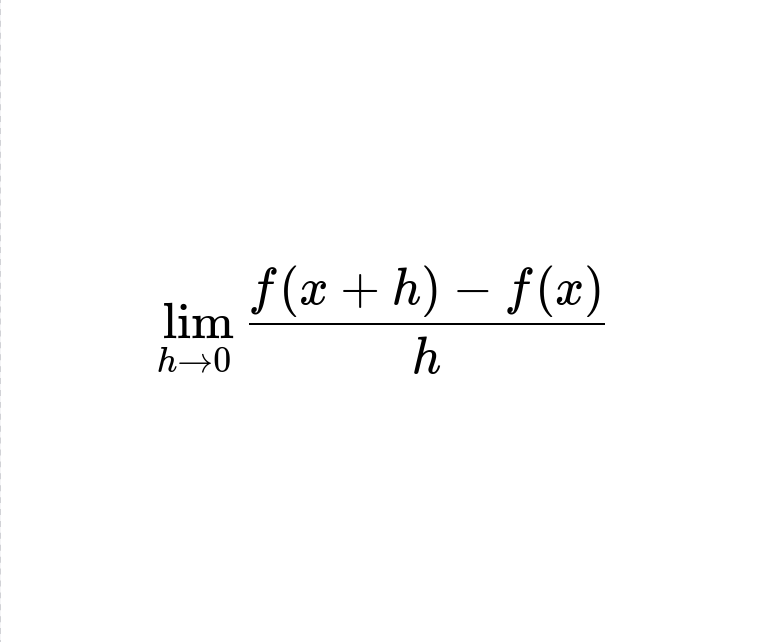 <p>Slope formula, but in terms of f(x) and a change of h.</p>