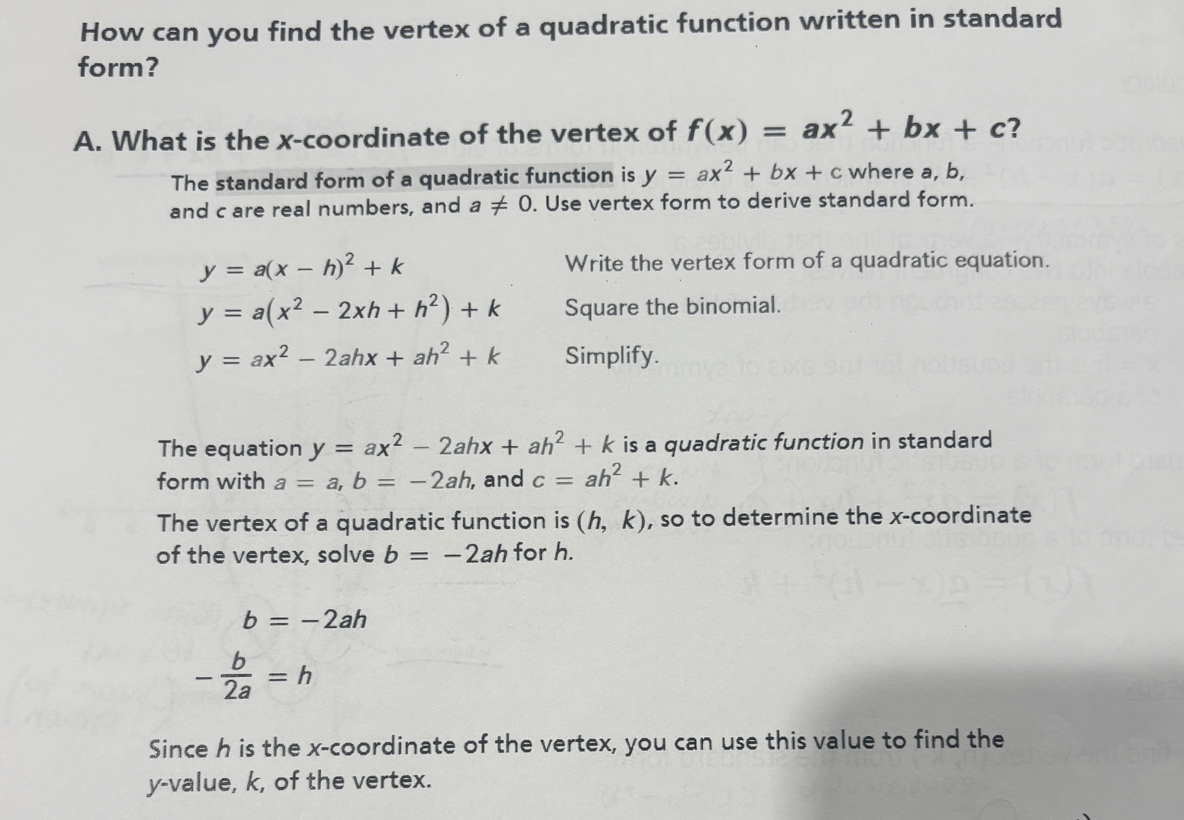 <p>use vertex form equation</p>