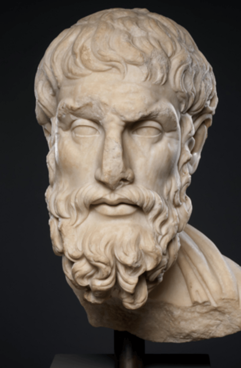 <p>NYC, The Met. Roman copy of Greek OG. ca 3rd c. BCE. again, messy hair, eyebrows kinda arched, etc.</p>