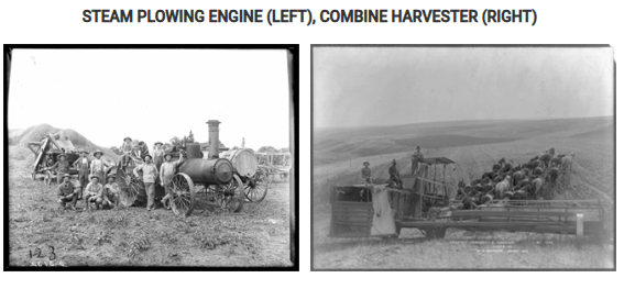 <p><span><span>The images show devices developed during the Second Agricultural Revolution. Which of the following best describes the impacts of the Second Agricultural Revolution?</span></span></p>