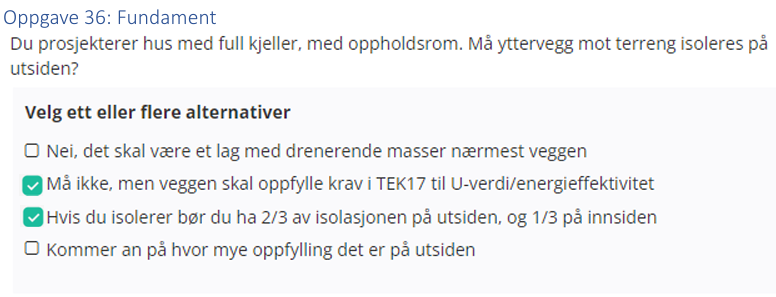 <ul><li><p>Må ikke, men veggen skal oppfylle krav i TEK17 til U-verdi/energieffektivitet</p></li><li><p>Hvis du isolerer bør du ha 2/3 av isolasjonen på utsiden, og 1/3 på innsiden</p></li></ul><p></p>