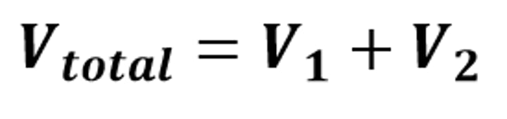 <p>The mathematical relationship for the total potential difference in a circuit when components are connected in series</p>