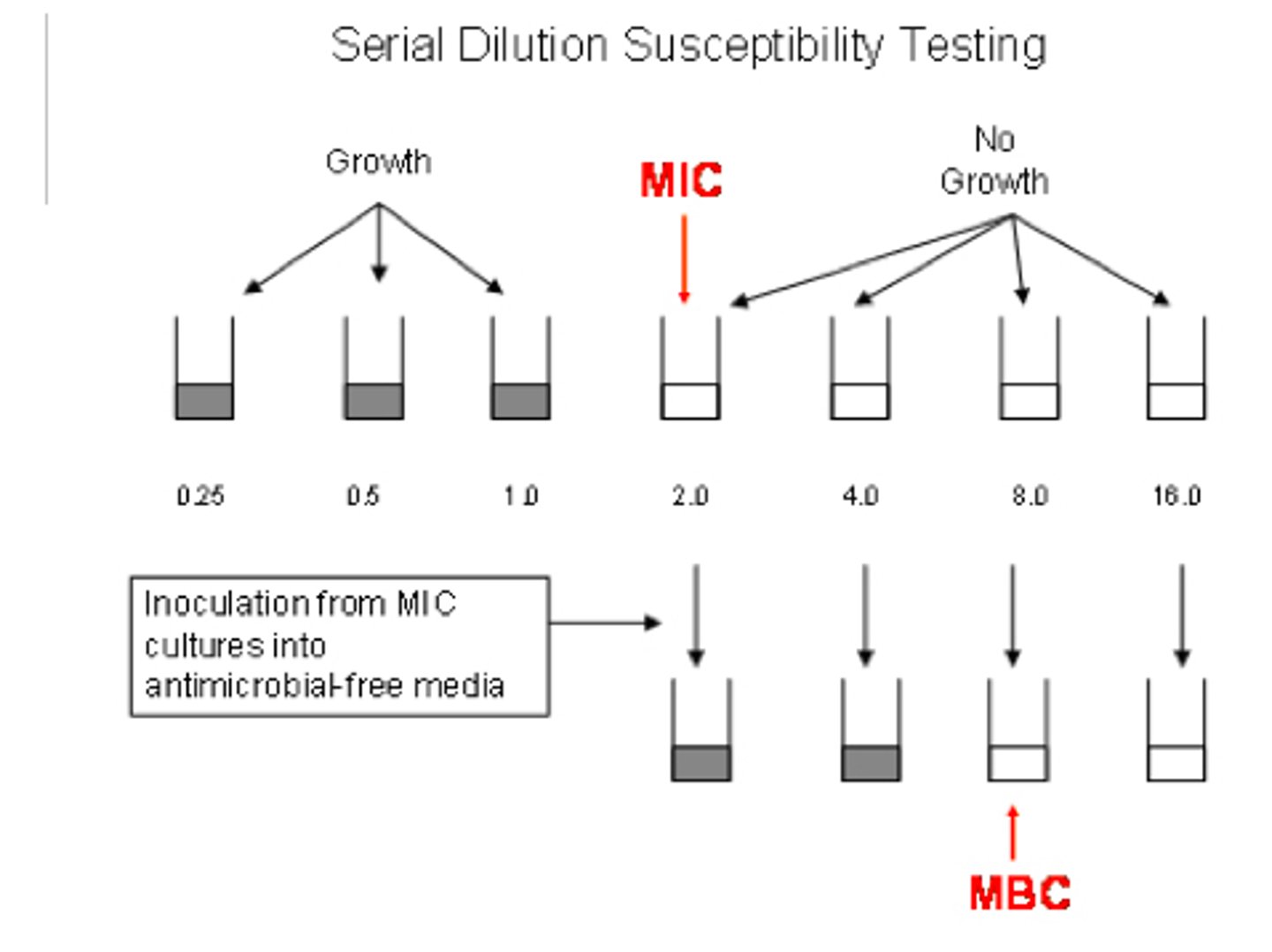 <p>determine the lowest concentraion of antimicrobial required to inhibit growth of bacterial isolate (MIC value)</p>