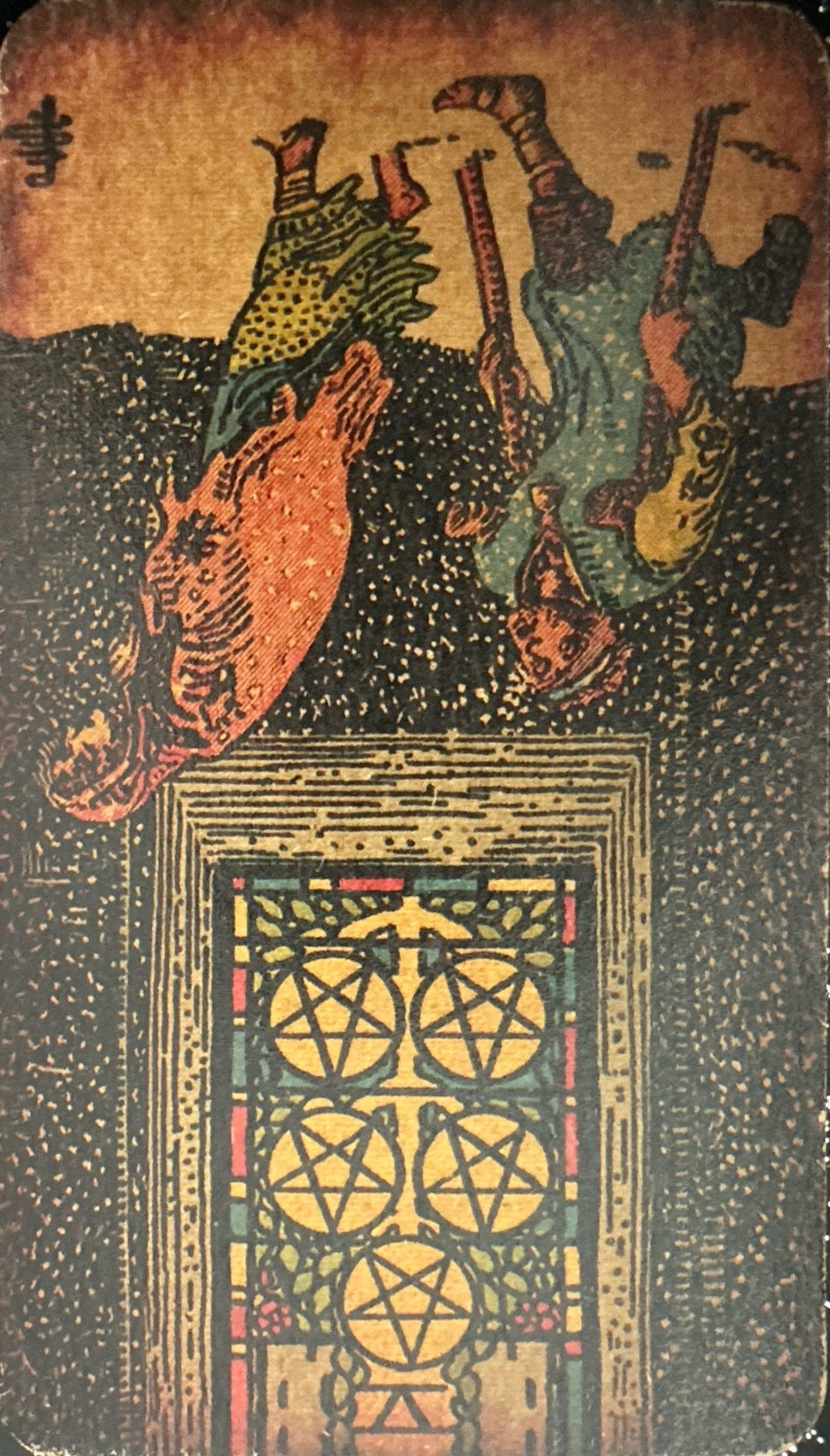 <p>V - Five of Pentacles (Reversed)</p>