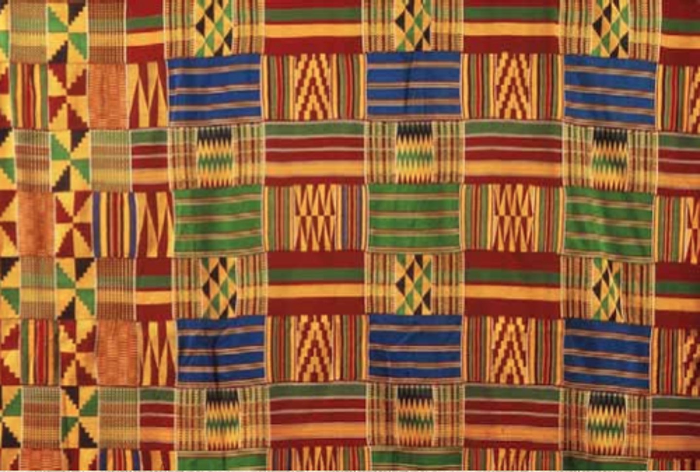 <p>A brightly colored and patterned cloth made by the Akan people of Ghana, often used in ceremonial occasions and symbolizing cultural identity. woven in strips, loom can be transported, patterns symbolize specific meanings. </p>