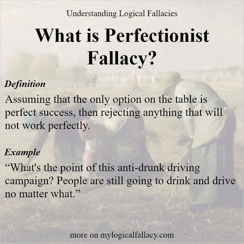 <p>Rejecting an idea because it isn’t perfect.</p>