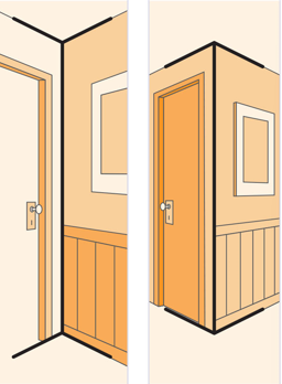 Americans more likely to see carpentered corners = provides info about relative distance 

Non-westerners more likely to look at the arrow itself (not knowing that corners can be used as depth cues) vs. Americans looking at the corners for cues of relative distance