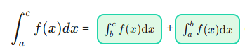 <p> <strong><span>∫</span></strong><sub><span>&nbsp;b</span><sup><span>&nbsp;</span></sup></sub><sup><span>c&nbsp;</span></sup><span>f(x)dx +&nbsp;</span> <strong><span>∫</span></strong><sub><span>&nbsp;a</span></sub><sup><span>&nbsp;b</span></sup><span>f(x)dx =</span></p>