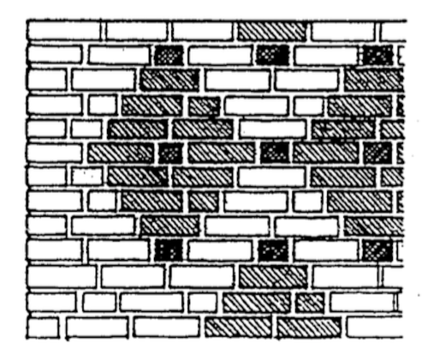 <p>a form of flemish cross bond in which the courses are offset to form a diamond pattern</p>