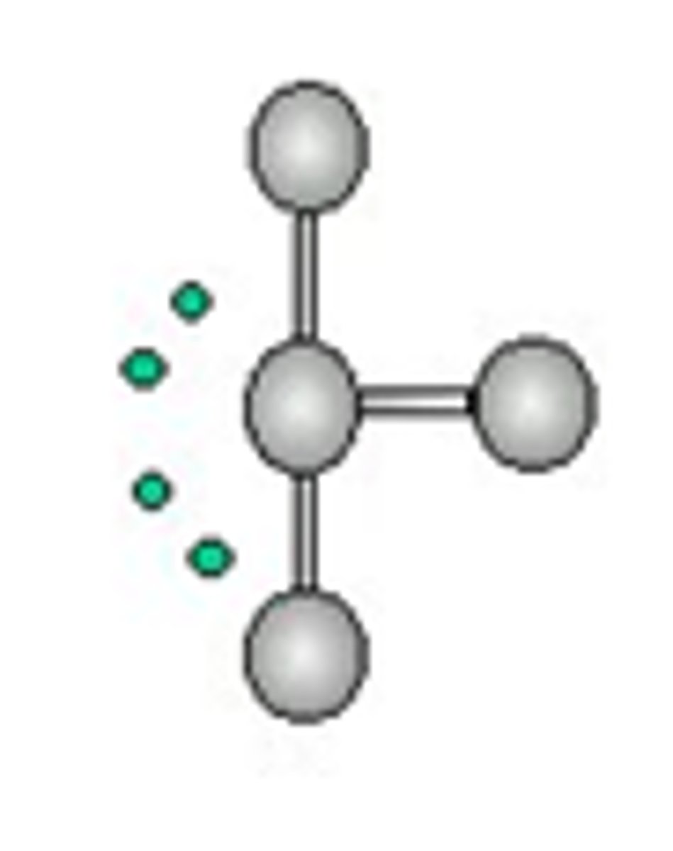 <p>&gt;90°</p><p>AX₃E₂</p><p>(3 bonds, 2 lone electron pairs)</p><p>asymmetrical</p><p>polar</p><p>SP³D</p>