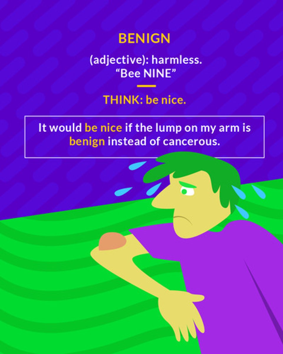 <p>(adj.) harmless</p>